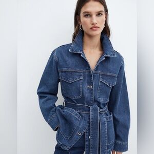 Mango denim jacket with belt size L NWOT